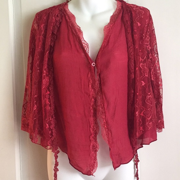 Pretty Angel Tops - Pretty Angel Lacey Red Bolero Top NWT
